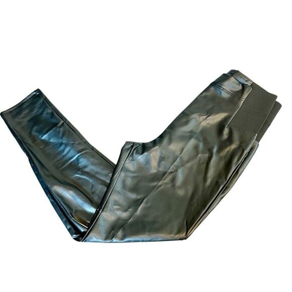 Womens Black Faux Leather Pull On Stretchy Waist Casual Formal Size Large - Picture 4 of 11